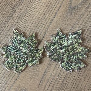 2 Beaded leaf coasters